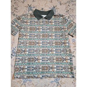 BDG Urban Outfitters 90's Style Polo Shirt Size Small Aztec Geometric Small